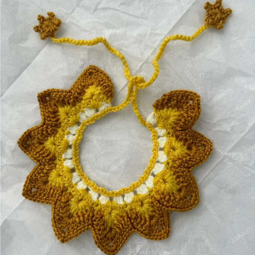 Sunflower Crochet Cat Collar